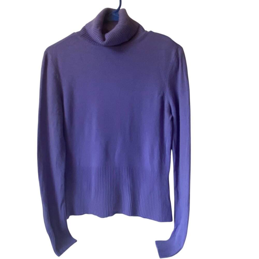 Covington Vtg Women S Purple Lilac Cashmere Turtleneck Sweater 6" Ribbed‎ Hem